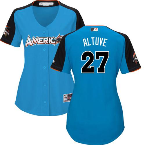 Houston Astros #27 Jose Altuve Blue 2017 All-Star American League Women's Stitched Jersey Womens