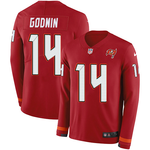 Buccaneers #14 Chris Godwin Red Team Color Men's Stitched Limited Therma Long Sleeve Jersey