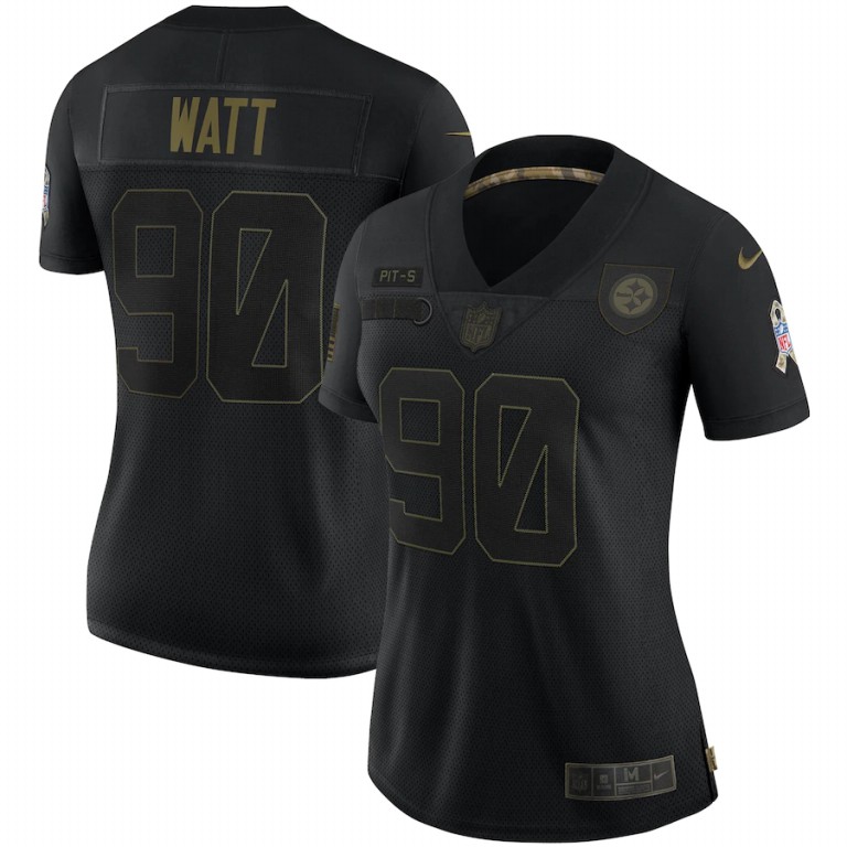 Pittsburgh Steelers #90 T.J. Watt Women's 2020 Salute To Service Limited Jersey Black