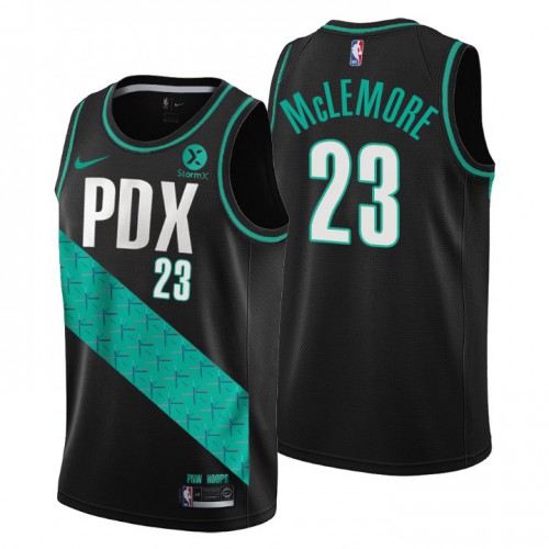 Portland Trail Blazers #23 Ben McLemore Mens 2022-23 City Edition Jersey - Cherry Blossom Black Mens