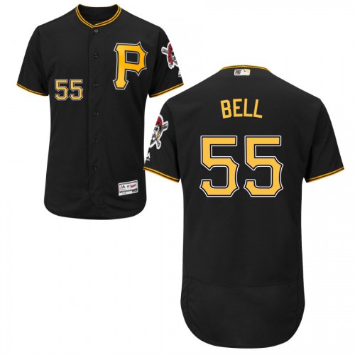 Pittsburgh Pittsburgh Pirates #55 Josh Bell Majestic Alternate Flex Base Authentic Collection Jersey Black Men's