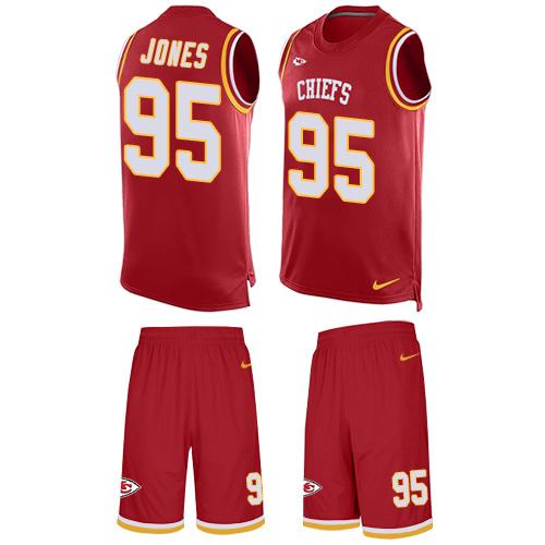 Chiefs #95 Chris Jones Red Team Color Men's Stitched Limited Tank Top Suit Jersey