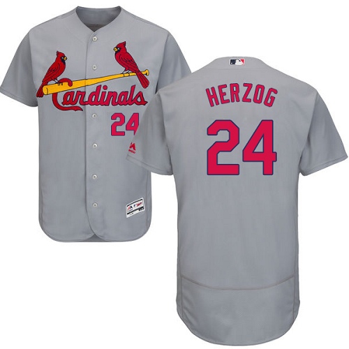 St.Louis Cardinals #24 Whitey Herzog Grey Flexbase Authentic Collection Stitched Jersey Men's