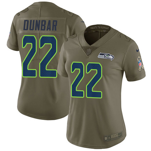 Seattle Seahawks #22 Quinton Dur Olive Women's Stitched Limited 2017 Salute To Service Jersey Womens