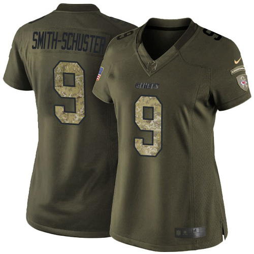 Chiefs #9 JuJu Smith-Schuster Green Women's Stitched Limited 2015 Salute To Service Jersey
