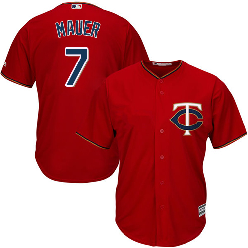 Minnesota Twins #7 Joe Mauer Red Cool Base Stitched Youth Jersey Youth
