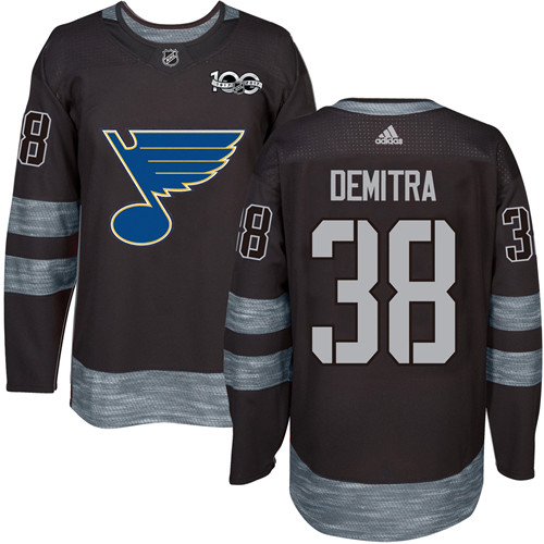 Adidas St. Louis Blues #38 Pavol Demitra Black 1917-2017 100th Anniversary Stitched Jersey Men's