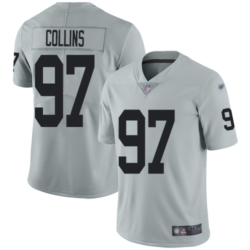 Las Vegas Raiders #97 Maliek Collins Silver Youth Stitched Limited Inverted Legend Jersey Youth