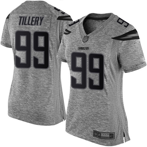 Los Angeles Chargers #99 Jerry Tillery Gray Women's Stitched Limited Gridiron Gray Jersey Womens