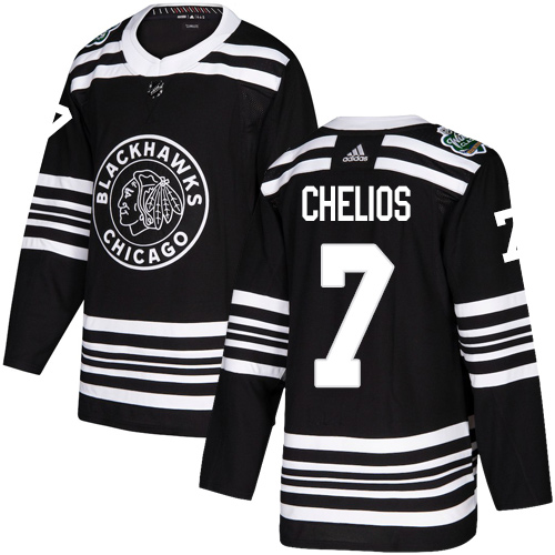 Adidas Chicago Blackhawks #7 Chris Chelios Black Authentic 2019 Winter Classic Stitched Jersey Men's