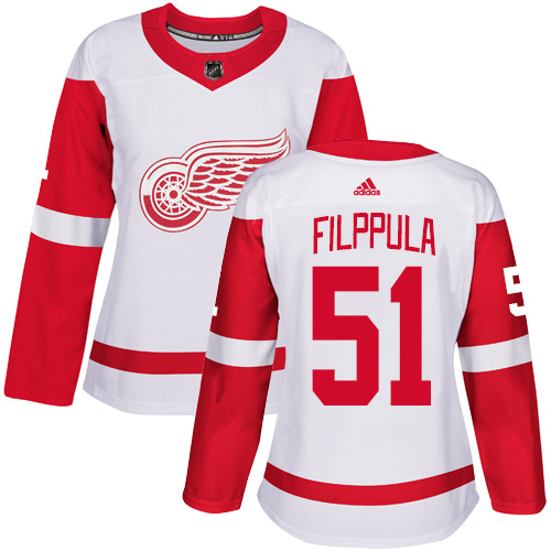 Adidas Detroit Red Wings #51 Valtteri Filppula White Road Authentic Women's Stitched Jersey Womens