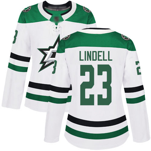 Adidas Dallas Stars #23 Esa Lindell White Road Authentic Women's Stitched Jersey Womens