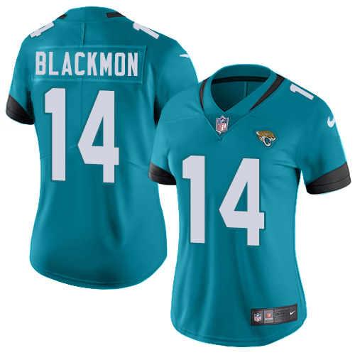 Jacksonville Jaguars #14 Justin Blackmon Teal Green Alternate Women's Stitched Vapor Untouchable Limited Jersey Womens