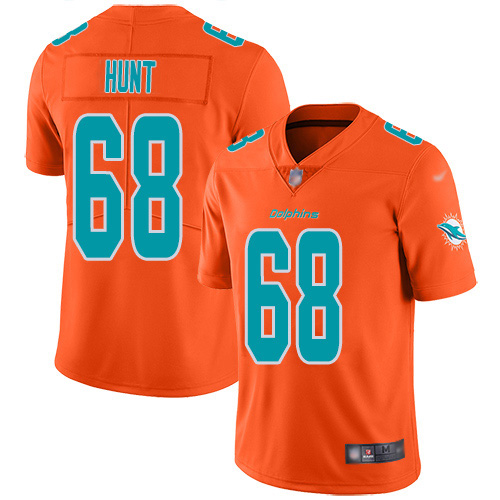 Miami Dolphins #68 Robert Hunt Orange Men's Stitched Limited Inverted Legend Jersey Men's