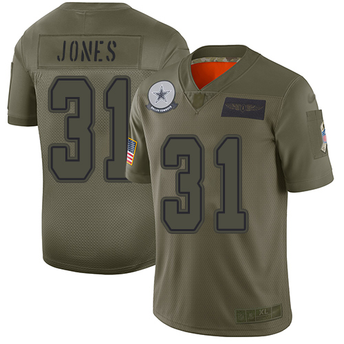 Dallas Cowboys #31 Byron Jones Camo Youth Stitched Limited 2019 Salute to Service Jersey Youth