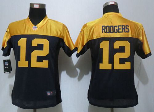 Packers #12 Aaron Rodgers Navy Blue Alternate Women's Stitched New Limited Jersey