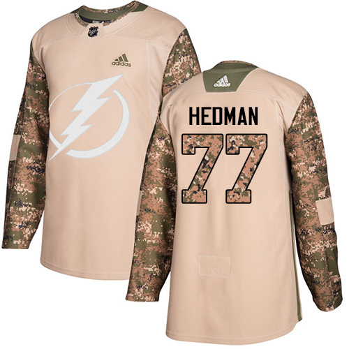 Adidas Tampa Bay Lightning #77 Victor Hedman Camo Authentic 2017 Veterans Day Stitched Jersey Men's