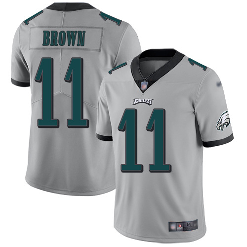 Eagles #11 A.J. Brown Silver Men's Stitched Limited Inverted Legend Jersey