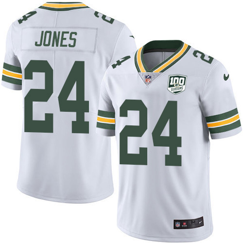 Green Bay Packers #24 Josh Jones White Men's 100th Season Stitched Vapor Untouchable Limited Jersey Men's