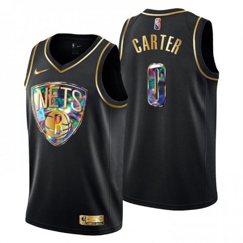Brooklyn Brooklyn Nets #0 Jevon Carter Mens Golden Edition Diamond Logo 2021/22 Swingman Jersey - Black Mens