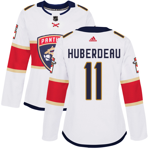 Adidas Florida Panthers #11 Jonathan Huberdeau White Road Authentic Women's Stitched Jersey Womens