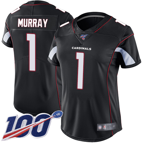 Cardinals #1 Kyler Murray Black Alternate Women's Stitched 100th Season Vapor Limited Jersey
