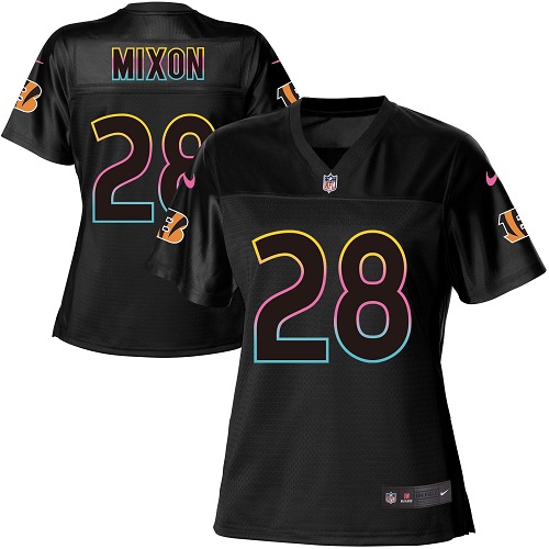 Bengals #28 Joe Mixon Black Women's Fashion Game Jersey