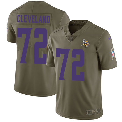 Minnesota Vikings #72 Ezra Cleveland Olive Men's Stitched Limited 2017 Salute To Service Jersey Men's