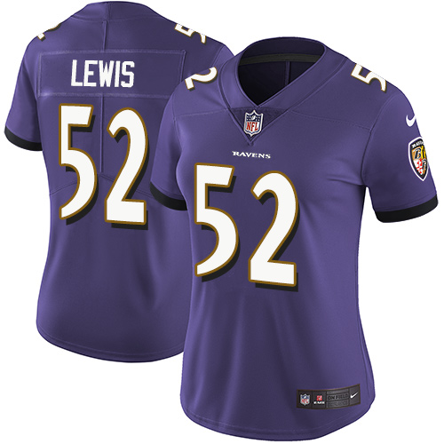 Ravens #52 Ray Lewis Purple Team Color Women's Stitched Vapor Untouchable Limited Jersey