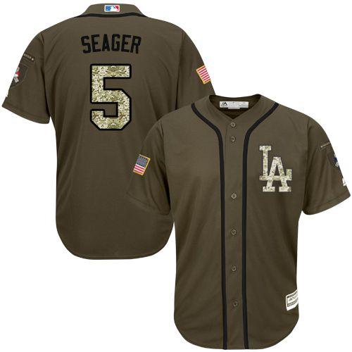 Los Angeles Dodgers #5 Corey Seager Green Salute to Service Stitched Youth Jersey Youth