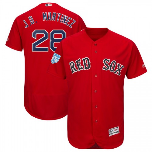 Boston Red Sox #28 J.D. Martinez Red 2019 Spring Training Flex Base Stitched Jersey Men's
