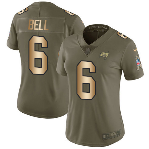 Tampa Bay Buccaneers #6 Le'Veon Bell Olive/Gold Women's Stitched Limited 2017 Salute To Service Jersey Womens