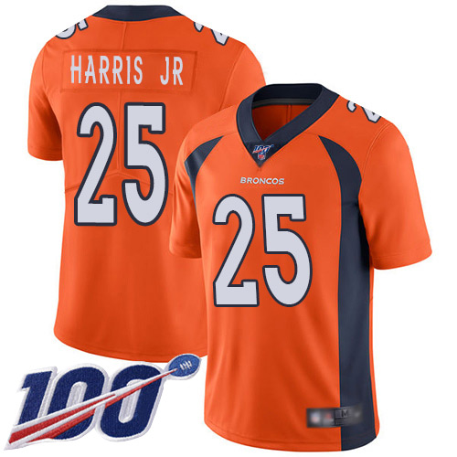 Denver Broncos #25 Chris Harris Jr Orange Men's Stitched 100th Season Vapor Limited Jersey Men's