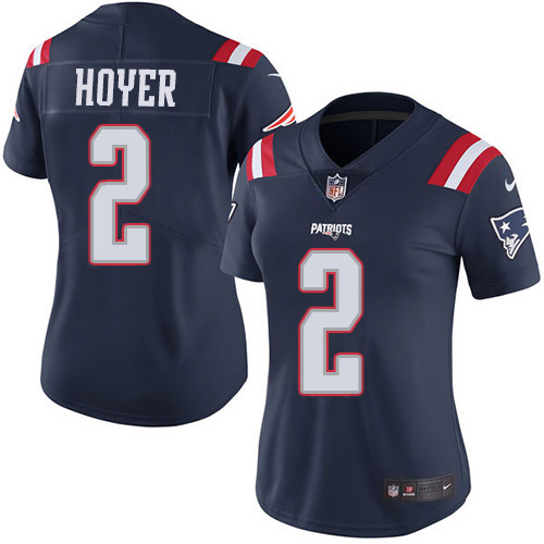 New England Patriots #2 Brian Hoyer Navy Blue Women's Stitched Limited Rush Jersey Womens