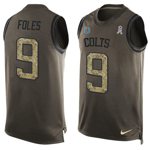 Colts #9 Nick Foles Green Men's Stitched Limited Salute To Service Tank Top Jersey