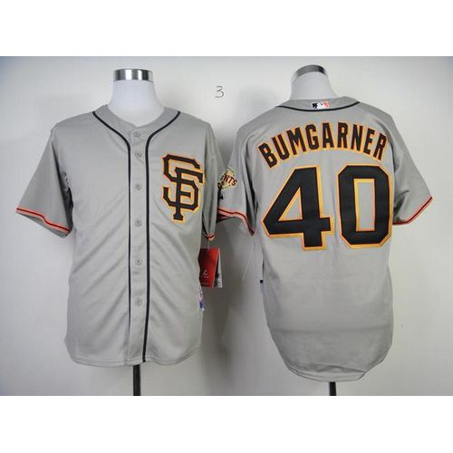 San Francisco Giants #40 Madison Bumgarner Grey Road 2 Cool Base Stitched Jersey Men's