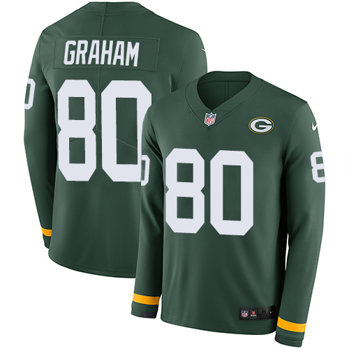 Green Bay Packers #80 Jimmy Graham Green Team Color Men's Stitched Limited Therma Long Sleeve Jersey Men's