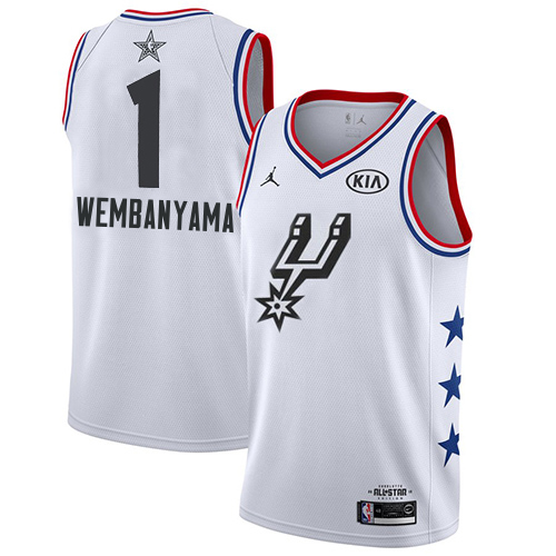 San Antonio Spurs #1 Victor Wembanyama White Jordan Swingman 2019 All-Star Game Jersey