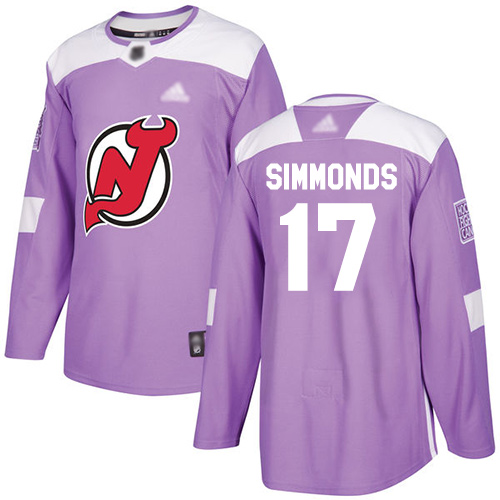 Adidas New Jersey Devils #17 Wayne Simmonds Purple Authentic Fights Cancer Stitched Jersey Men's