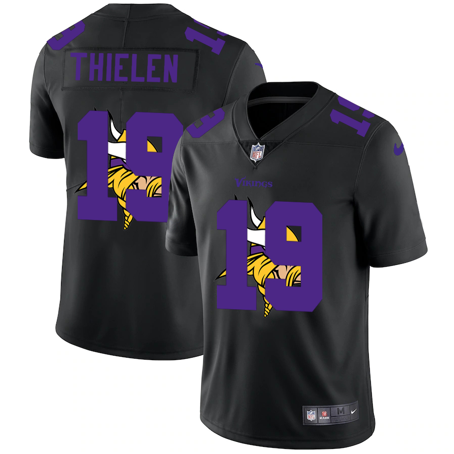 Minnesota Vikings #19 Adam Thielen Men's Team Logo Dual Overlap Limited Jersey Black