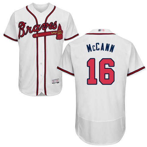 Atlanta Braves #16 Brian McCann White Flexbase Authentic Collection Stitched Jersey Men's