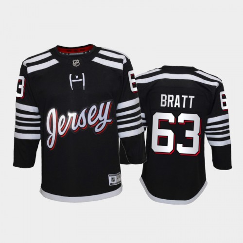 Adidas New Jersey Devils #63 Jesper Bratt Youth 2021-22 Alternate Game Jersey - Black Youth