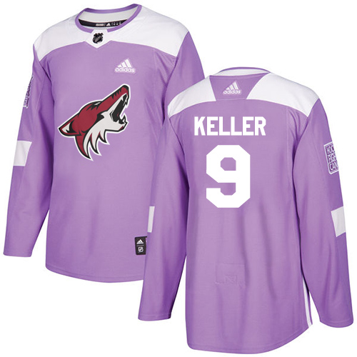 Adidas Arizona Coyotes #9 Clayton Keller Purple Authentic Fights Cancer Stitched Youth Jersey Youth
