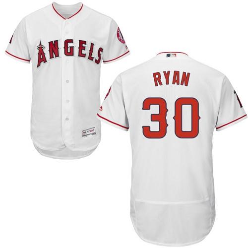 Los Angeles Angels of Anaheim #30 Nolan Ryan White Flexbase Authentic Collection Stitched Jersey Men's