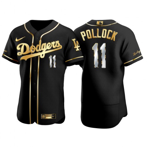 Los Angeles Los Angeles Dodgers #11 A.J. Pollock Men's Authentic 2021 Gold Program Jersey Black Men's