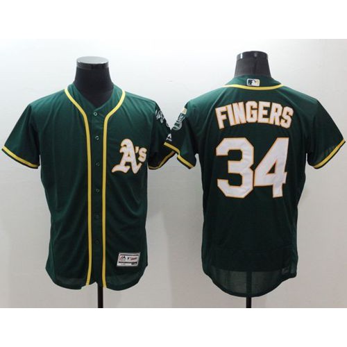 Oakland Athletics #34 Rollie Fingers Green Flexbase Authentic Collection Stitched Jersey Men's