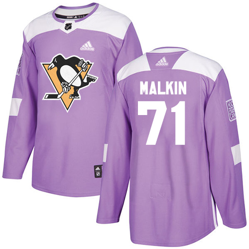 Adidas Pittsburgh Penguins #71 Evgeni Malkin Purple Authentic Fights Cancer Stitched Jersey Men's