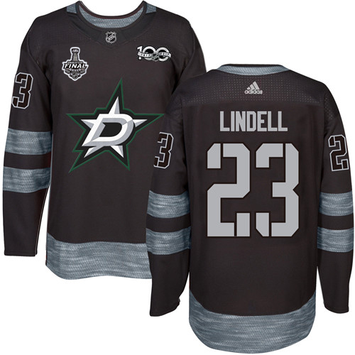 Adidas Dallas Stars #23 Esa Lindell Black 1917-2017 100th Anniversary 2020 Stanley Cup Final Stitched Jersey Men's
