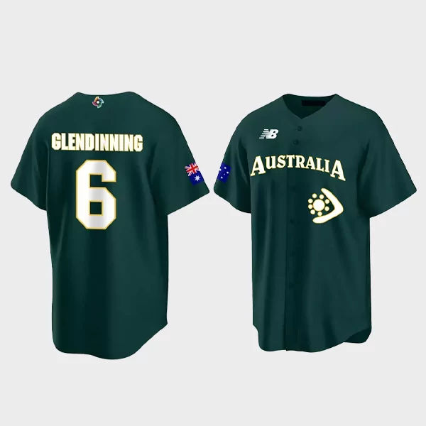 Robbie Glendinning 6 Australia Baseball 2023 World Baseball Classic Jersey – Green