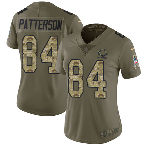 Chicago Bears #84 Cordarrelle Patterson Olive/Camo Women's Stitched Limited 2017 Salute To Service Jersey Womens